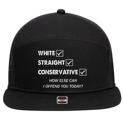 White Straight Conservative 7 Panel Mesh Trucker Snapback Hat