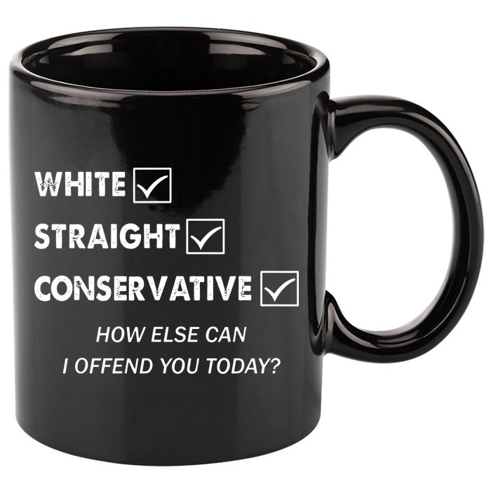 White Straight Conservative 11oz C Handle Ceramic Mug