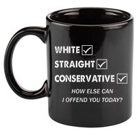 White Straight Conservative 11oz C Handle Ceramic Mug