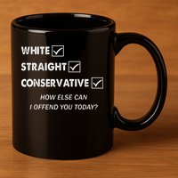 White Straight Conservative 11oz C Handle Ceramic Mug