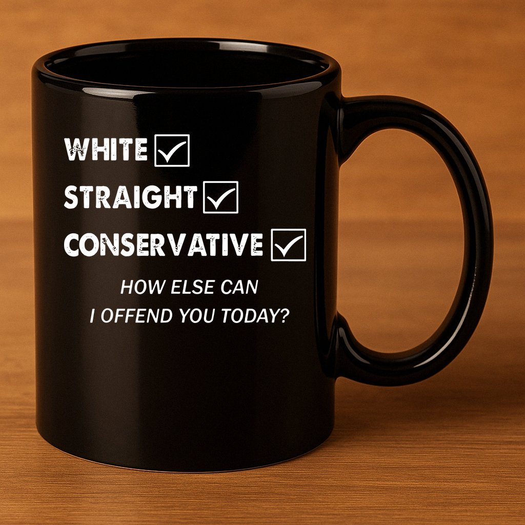 White Straight Conservative 11oz C Handle Ceramic Mug