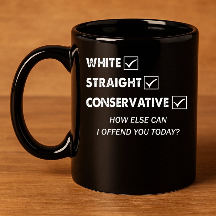 White Straight Conservative 11oz C Handle Ceramic Mug