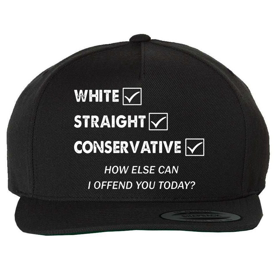 White Straight Conservative Wool Snapback Cap