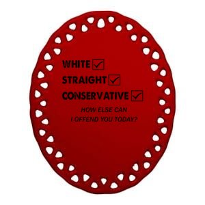 White Straight Conservative Ceramic Oval Ornament