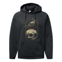 Witch Scary Crow Ghoulish Skull Moon Raven Performance Fleece Hoodie