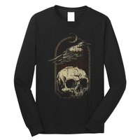 Witch Scary Crow Ghoulish Skull Moon Raven Long Sleeve Shirt