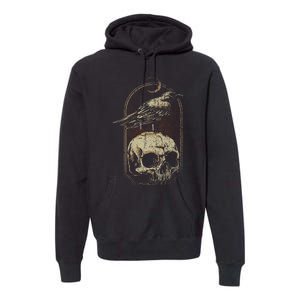 Witch Scary Crow Ghoulish Skull Moon Raven Premium Hoodie