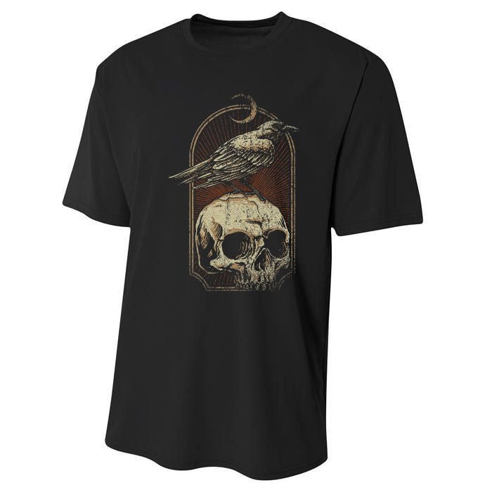 Witch Scary Crow Ghoulish Skull Moon Raven Performance Sprint T-Shirt