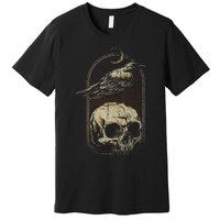 Witch Scary Crow Ghoulish Skull Moon Raven Premium T-Shirt