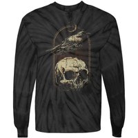 Witch Scary Crow Ghoulish Skull Moon Raven Tie-Dye Long Sleeve Shirt