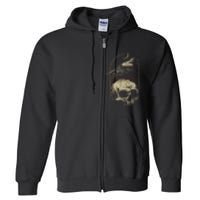 Witch Scary Crow Ghoulish Skull Moon Raven Full Zip Hoodie