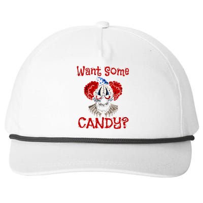 WANT SOME CANDY Scary Distressed Evil Clown Halloween Gift Snapback Five-Panel Rope Hat