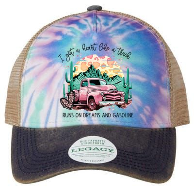 Western Sunset Cowgirl I Got A Heart Like A Truck Legacy Tie Dye Trucker Hat