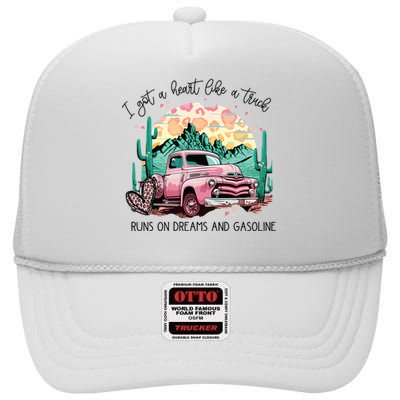 Western Sunset Cowgirl I Got A Heart Like A Truck High Crown Mesh Back Trucker Hat