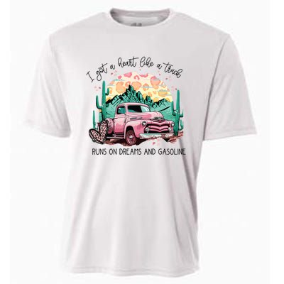 Western Sunset Cowgirl I Got A Heart Like A Truck Cooling Performance Crew T-Shirt