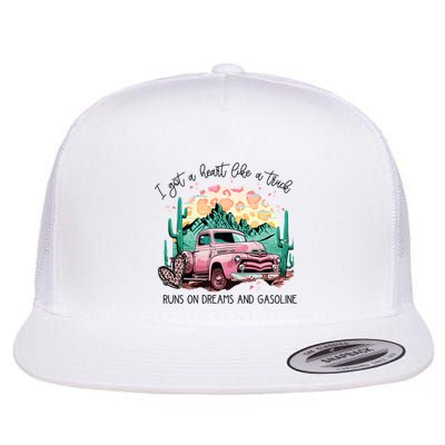Western Sunset Cowgirl I Got A Heart Like A Truck Flat Bill Trucker Hat