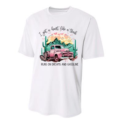 Western Sunset Cowgirl I Got A Heart Like A Truck Performance Sprint T-Shirt