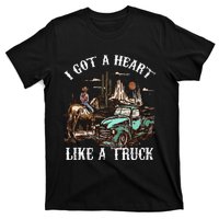 Western Sunset Cow I Got A Heart Like A Truck Vintage T-Shirt