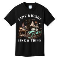 Western Sunset Cow I Got A Heart Like A Truck Vintage Kids T-Shirt