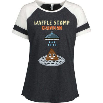 Waffle Stomp Champion Turd Poop In Shower With Pride Enza Ladies Jersey Colorblock Tee