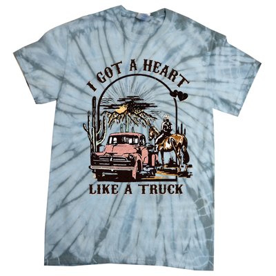 Western Sunset Cowgirl I Got A Heart Like A Truck Tie-Dye T-Shirt