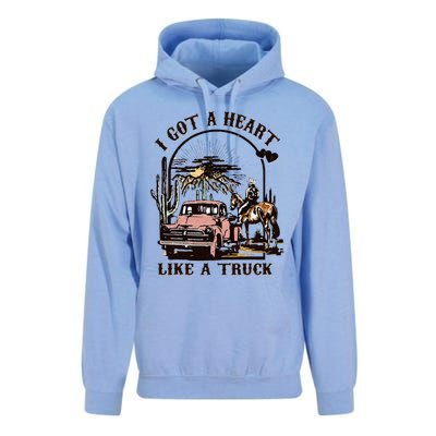 Western Sunset Cowgirl I Got A Heart Like A Truck Unisex Surf Hoodie