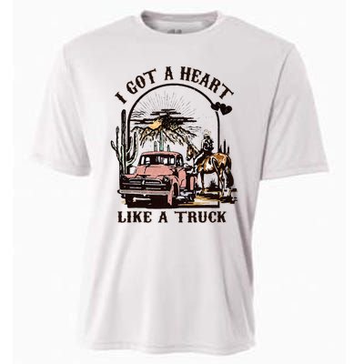 Western Sunset Cowgirl I Got A Heart Like A Truck Cooling Performance Crew T-Shirt