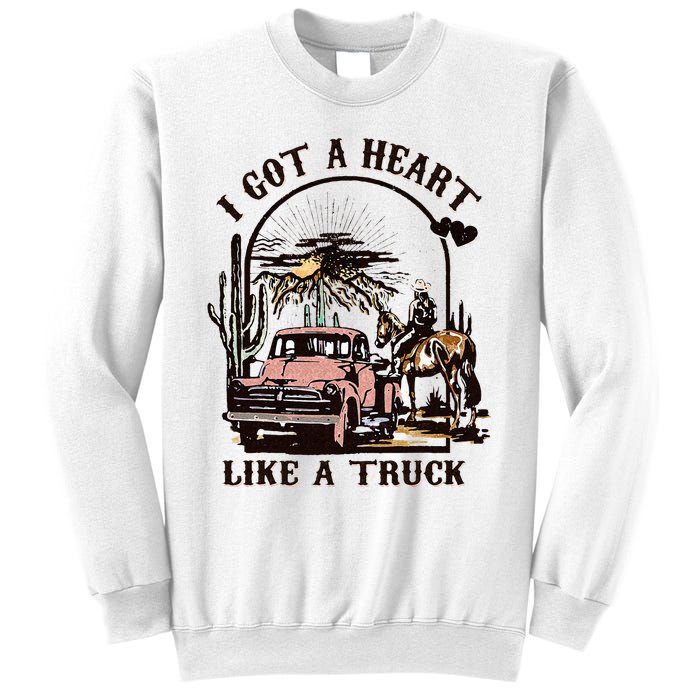 Western Sunset Cowgirl I Got A Heart Like A Truck Sweatshirt