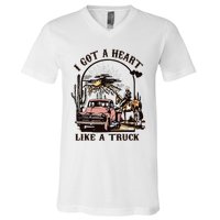 Western Sunset Cowgirl I Got A Heart Like A Truck V-Neck T-Shirt