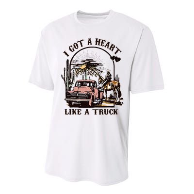 Western Sunset Cowgirl I Got A Heart Like A Truck Performance Sprint T-Shirt