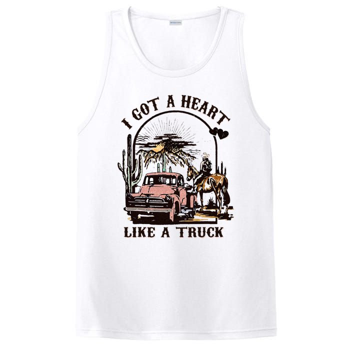 Western Sunset Cowgirl I Got A Heart Like A Truck PosiCharge Competitor Tank