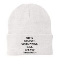 White Straight Conservative Male Are You Triggered Knit Cap Winter Beanie