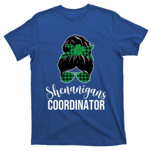 Wo Shenanigans Coordinator Messy Bun Saint Patricks Day Gift T-Shirt