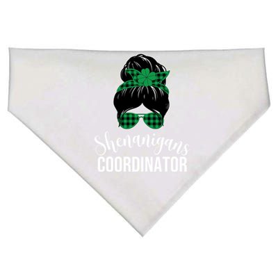 Wo Shenanigans Coordinator Messy Bun Saint Patricks Day Gift USA-Made Doggie Bandana