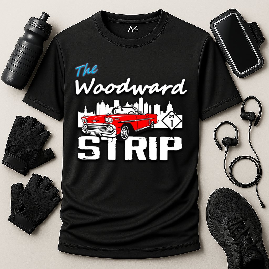 Woodward Strip Classic Car Cooling Performance Crew T-Shirt