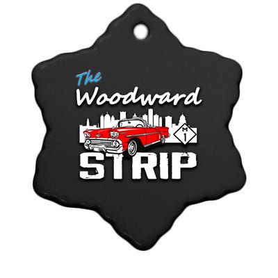 Woodward Strip Classic Car Ceramic Star Ornament