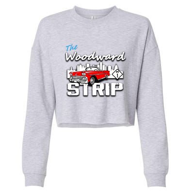 Woodward Strip Classic Car Cropped Pullover Crew