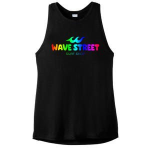 Wave Street Classic Rainbow Waves Beach Surf Shop Ladies PosiCharge Tri-Blend Wicking Tank