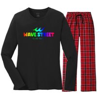 Wave Street Classic Rainbow Waves Beach Surf Shop Women's Long Sleeve Flannel Pajama Set 