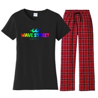 Wave Street Classic Rainbow Waves Beach Surf Shop Women's Flannel Pajama Set