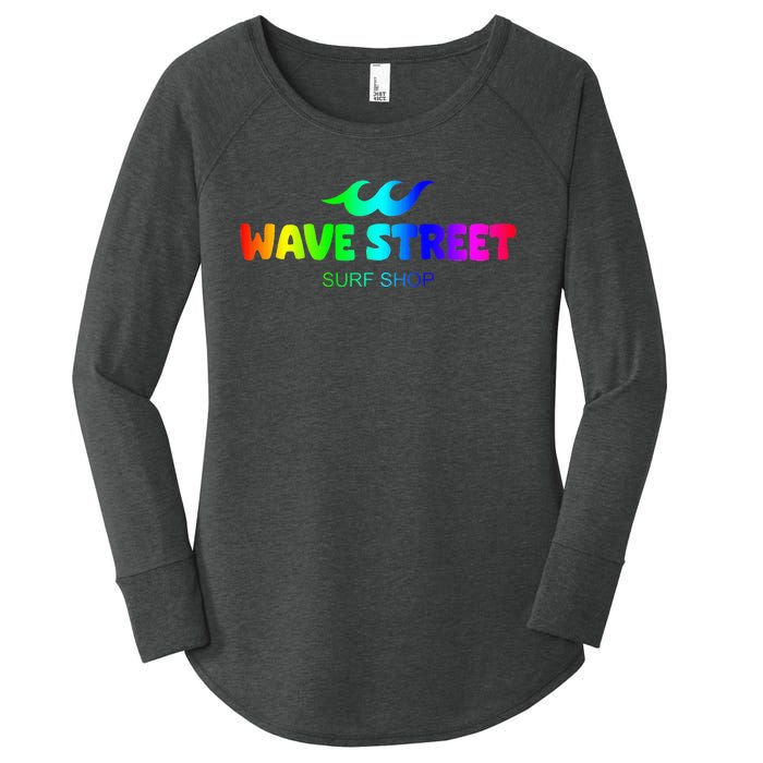 Wave Street Classic Rainbow Waves Beach Surf Shop Women's Perfect Tri Tunic Long Sleeve Shirt