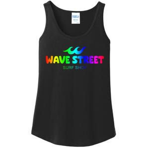 Wave Street Classic Rainbow Waves Beach Surf Shop Ladies Essential Tank