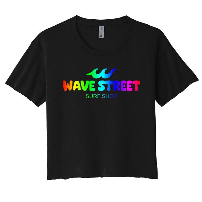 Wave Street Classic Rainbow Waves Beach Surf Shop Women's Crop Top Tee