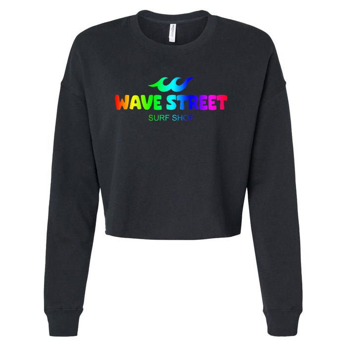 Wave Street Classic Rainbow Waves Beach Surf Shop Cropped Pullover Crew