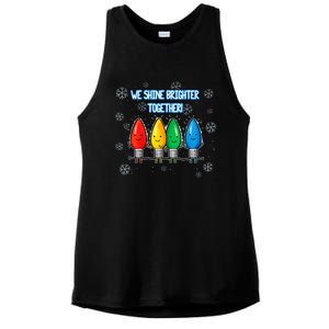 We Shine Christmas Brighter Together Xmas Colorful Lights Ladies PosiCharge Tri-Blend Wicking Tank