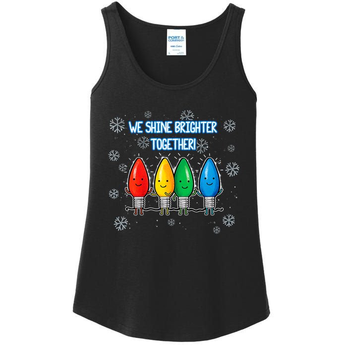 We Shine Christmas Brighter Together Xmas Colorful Lights Ladies Essential Tank