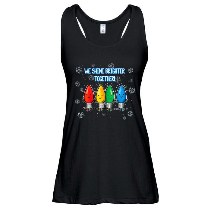 We Shine Christmas Brighter Together Xmas Colorful Lights Ladies Essential Flowy Tank