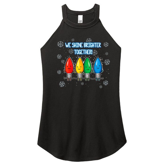 We Shine Christmas Brighter Together Xmas Colorful Lights Women's Perfect Tri Rocker Tank