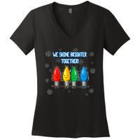 We Shine Christmas Brighter Together Xmas Colorful Lights Women's V-Neck T-Shirt