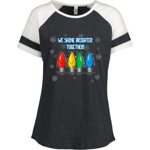 We Shine Christmas Brighter Together Xmas Colorful Lights Enza Ladies Jersey Colorblock Tee